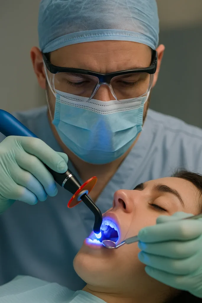 دندان‌پزشک در حال ترمیم دندان با کامپوزیت رزین | کبالت