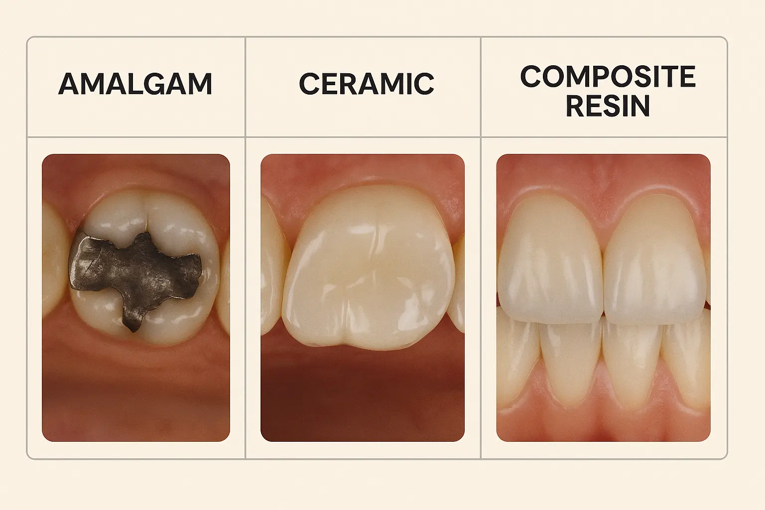 مقایسه آمالگام، سرامیک و کامپوزیت رزین | کبالت